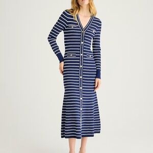 J.Crew snap-front striped sweater dress gold buttons M new with tags